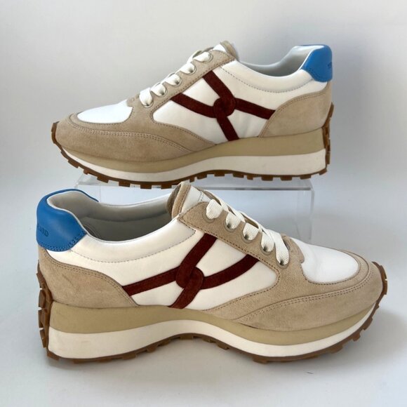 Veronica Beard Valentina Womens Suede White Beige Sneakers Size 8 M - Picture 2 of 8